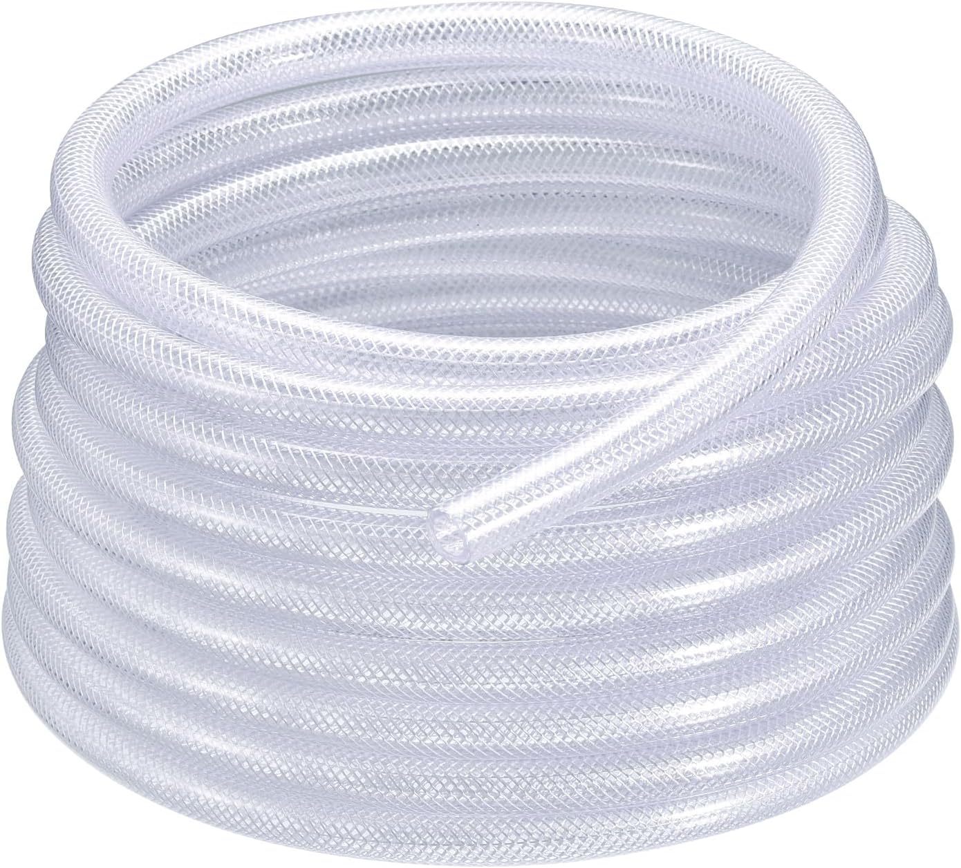 MECCANIXITY 1/2" ID x 3/4" OD 25 Ft PVC Tube Braided Reinforced Tubing Flexible Hose Pipe Clear Vinyl Tubing High Pressure Flexible Plastic Tube