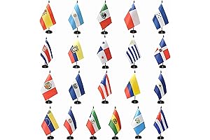 21 Spanish-Speaking Countries Desk Flags: Miniature Flags for the Latin American Classroom or Office