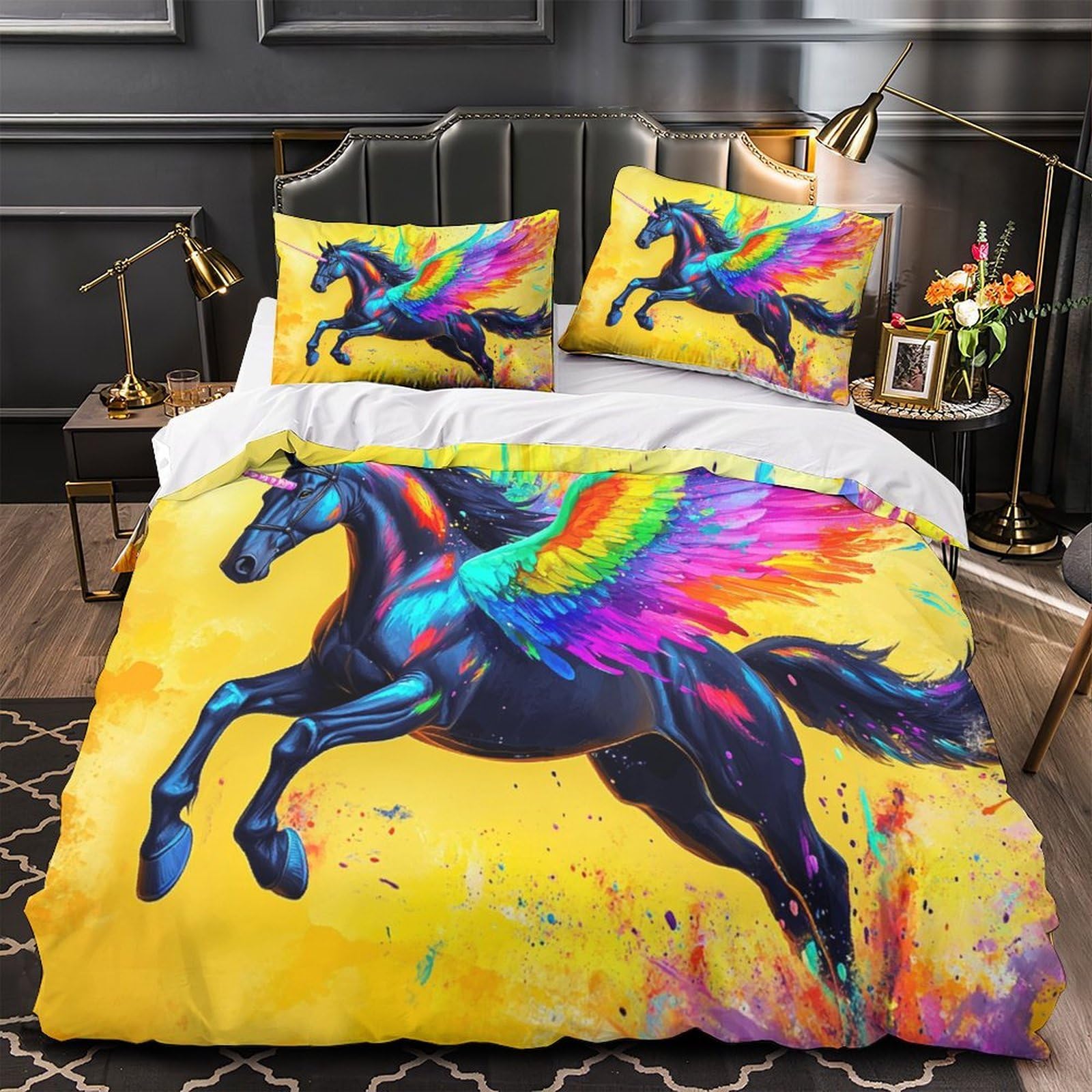 Housse de couette licorne 3D de qualité supérieure en tissu microfibre résistante