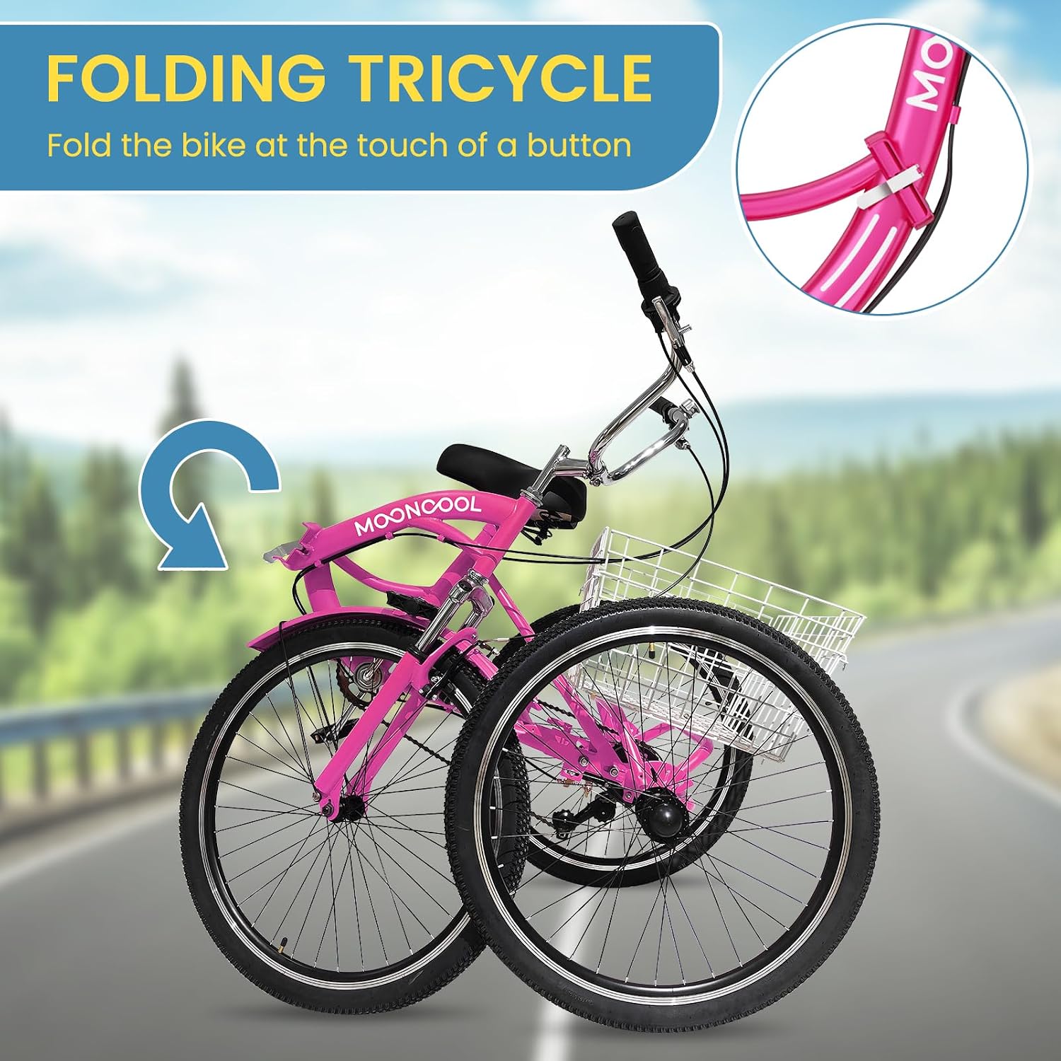 NAIZEA Triciclo Plegable Para Adultos, 7 Velocidades, 202426 Pulgadas, 3 Ruedas, Triciclo Con Canasta Grandepaso Bajo Triciclo Plegable Para NAIZEA Triciclo Plegable Para Adultos, 7 Velocidades, 202426 Pulgadas, 3 Ruedas, Triciclo Con Canasta Grandepaso Bajo Triciclo Plegable Para