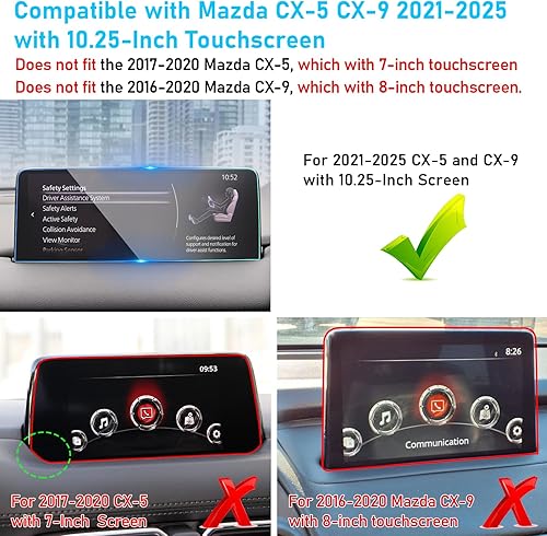 Miniatura 2 de TTCR-II Protector de pantalla compatible con Mazda CX-5 CX5 2021-2025, para Mazda CX-9 cX9 Protector de pantalla táctil 2021-2025 con 10.25 pulgadas