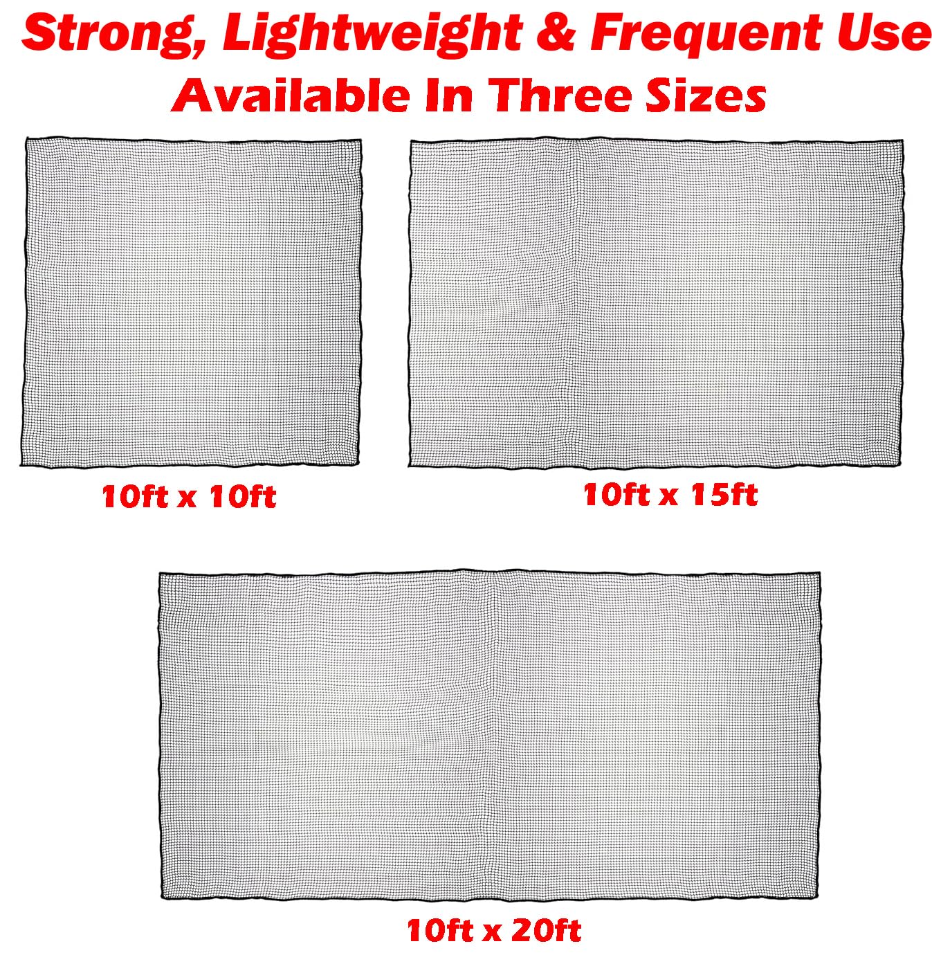 10FT x 20FT Strong Frequent Use Durable & Heavy Duty Multi-Sports Barrier Net Hitting Practice Nylon Netting with Around Finished Seam High Impact Indoor Outdoor for Golf Baseball Hockey Soccer