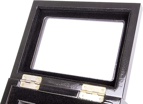 Miniatura 9 de Caja de almacenamiento de anillo de campeonato Caja de almacenamiento de anillo deportivo Forro de terciopelo negro de madera