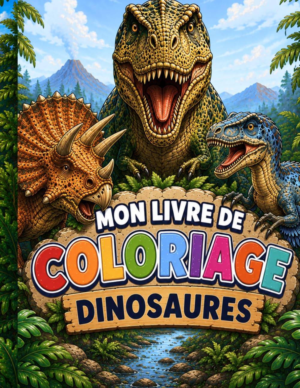 Mon livre de coloriage Dinosaures: 50 Dinosaures Incroyables à Colorier