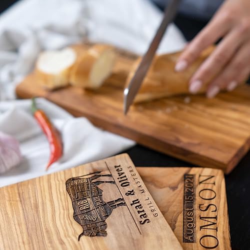 Miniatura 5 de Forest Decor Tabla de cortar de madera de olivo, tabla de cortar de cocina de madera sostenible natural para carne, pan, verduras, pequeña tabla de