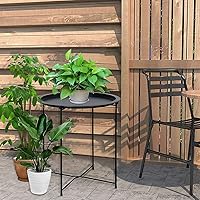 Vista 9 de Garden 4 you End Table 2 PCS Metal Side Table Black Round Folding Tray Cyan Sofa Small Accent Fold-able Table, Round End Table Tray, Next to Sofa