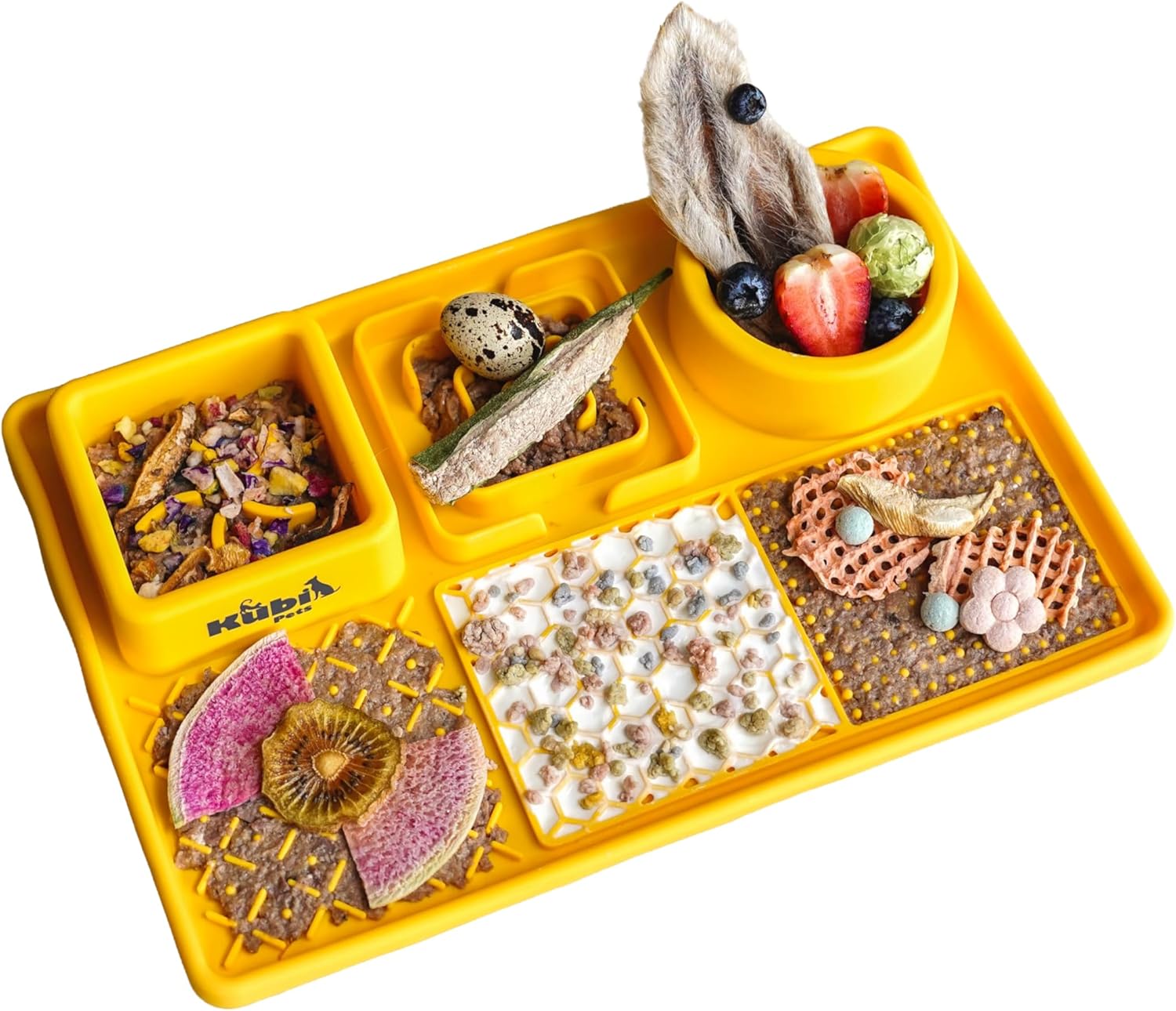 Snack Board Slow Feeder for Dogs – Large Enrichment Feeding Board with Mini Bowls & Flat Sections, Perfect for Treats & Meals | Kubi Pets