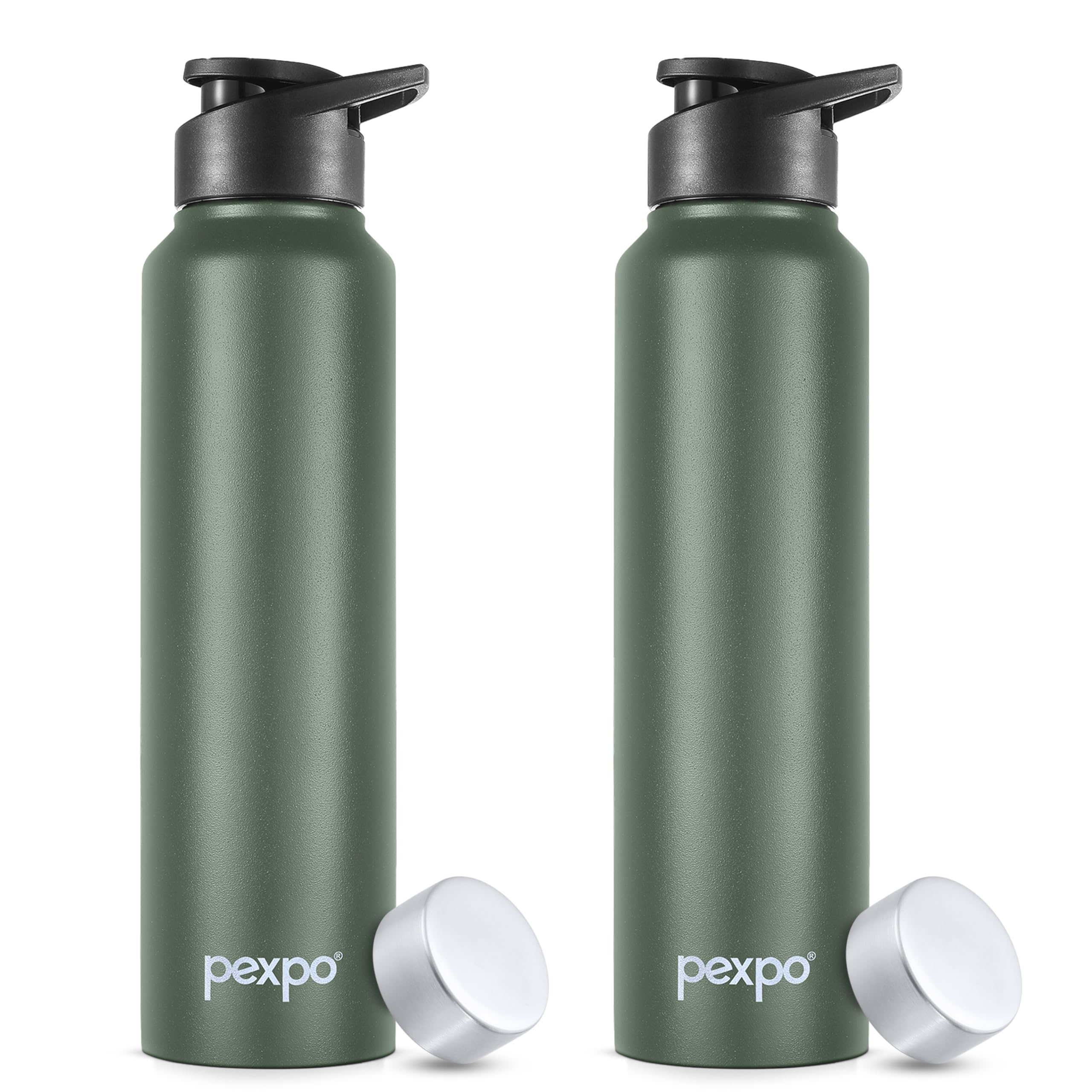 Go24 pexpo Stainless Steel Water Bottle Chromo Military Green 950ml
