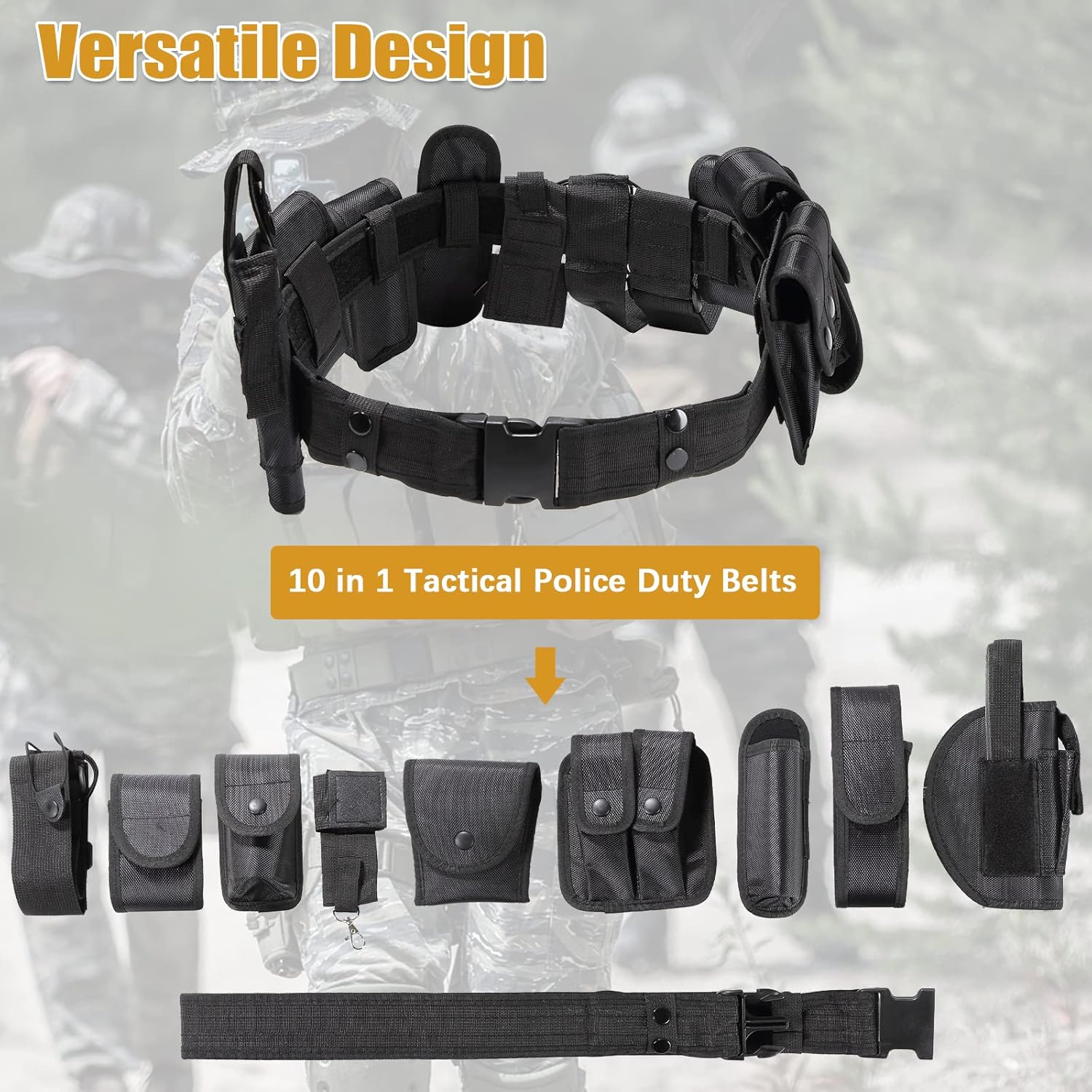 10 in 1 police Tactical belt Security Guard Belt, Versatile Military Modular Equipment System Molded Duty Belt Set for Law Enforcement, Ultimate Tactical Belt Set - Image 4