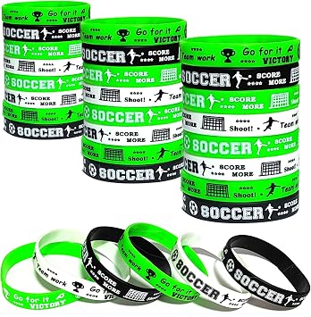 24PCS Soccer Party Silicone Wristband -Inspirational- Sport Festival Party Favors and Supplies for Birthday Prizes