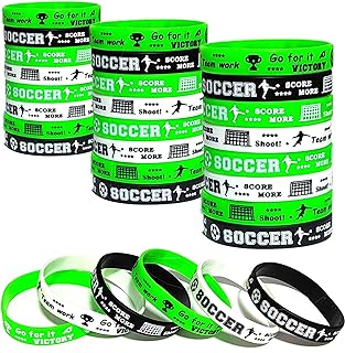 ATSMOICY 24PCS Soccer Party Silicone Wristband Bracelets-Inspirational Gifts - Sport Festival Party Favors and Supplies for Birthday School Prizes/Gifts Boys Girls