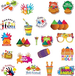 Creative Props Colorful Holi Festival Paper Cut-Out Decorations, Traditional Indian Theme Party Props with Handprints, Dru... Price In India