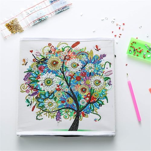 Miniatura 5 de CaptainCrafts Caja de almacenamiento plegable con pintura de diamante 5D para bricolaje, cubos con lienzo al óleo, forma especial, kit de arte de