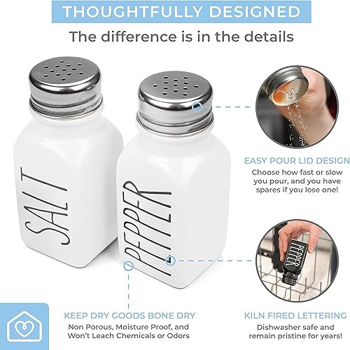 Miniatura 5 de Heartland Home Juego de salero y pimentero de cerámica y juego de cuchara de anidación de porcelana