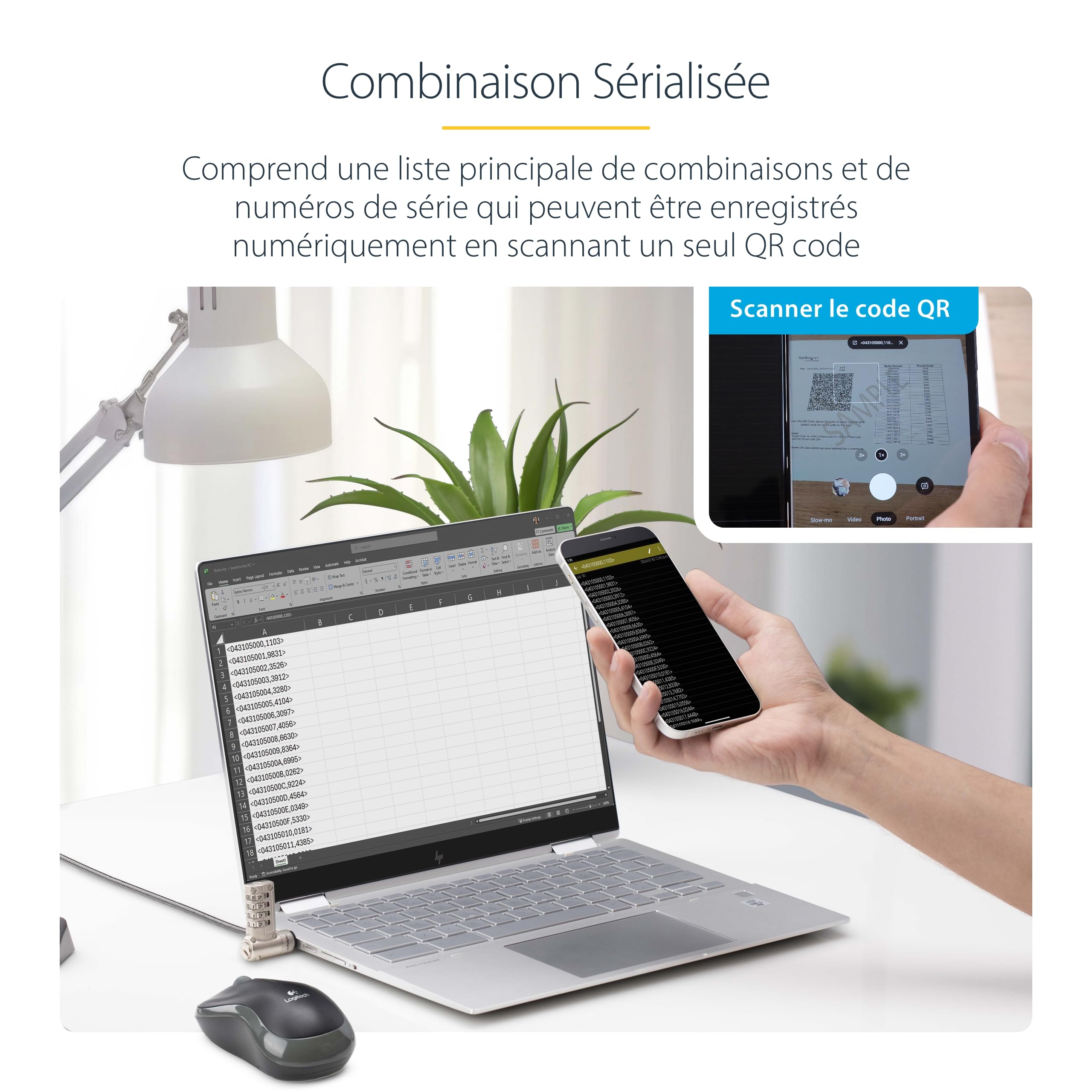 StarTech Antivol Universel pour PC Portable, 2m, Sérialisé, Lot de 25