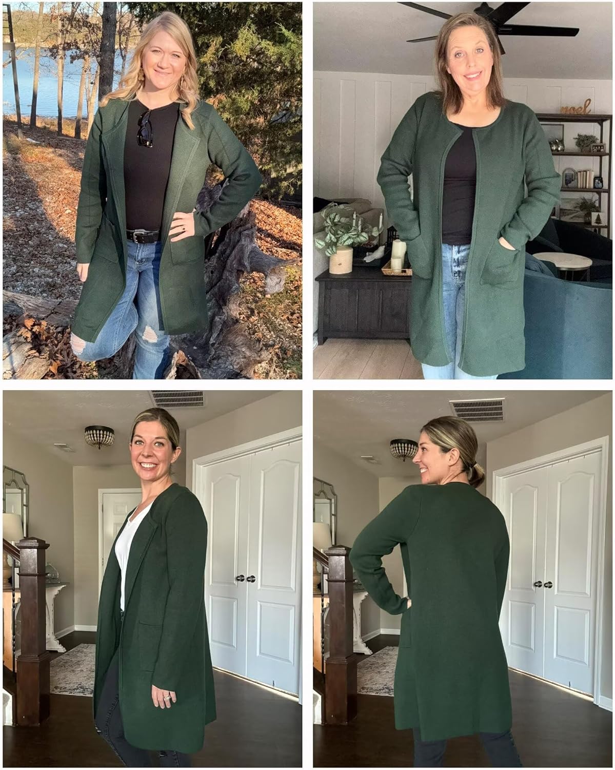 Women's Open Front Cardigan Sweater Long Sleeve Casual Knit Lapel Coatigan Coat - Image 5