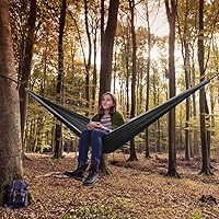 Vista 9 de Grassman Hamaca de camping doble y individual hamaca portátil con correas de árbol, hamacas de paracaídas de nailon ligero, accesorios