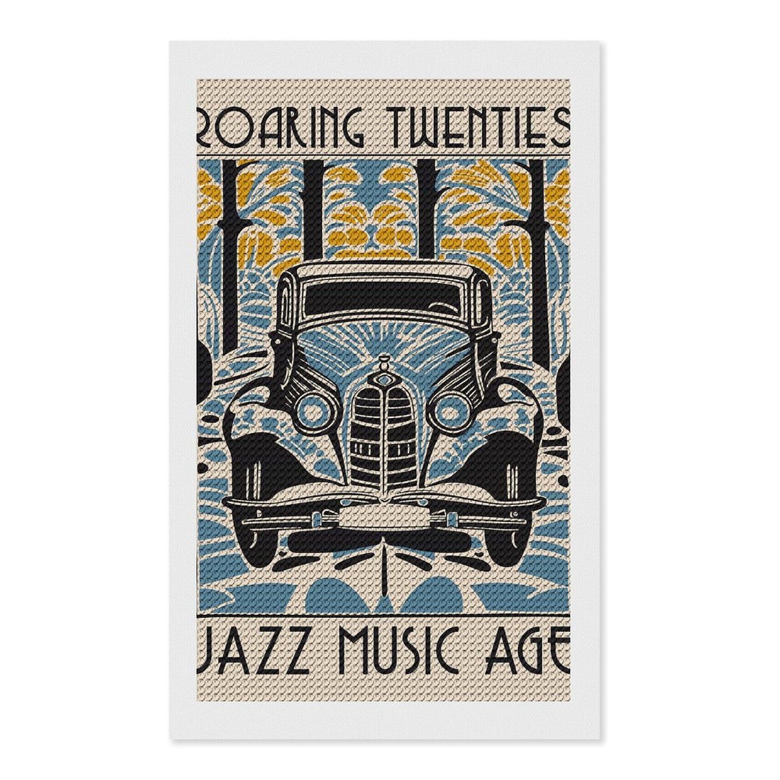 Junmoney Roaring Twenties Jazz Music Age Diamond Painting Kit 12"x20", Festive Craft Gift, Bedroom Decor, Full Kit Included, Creative Gift Idea
