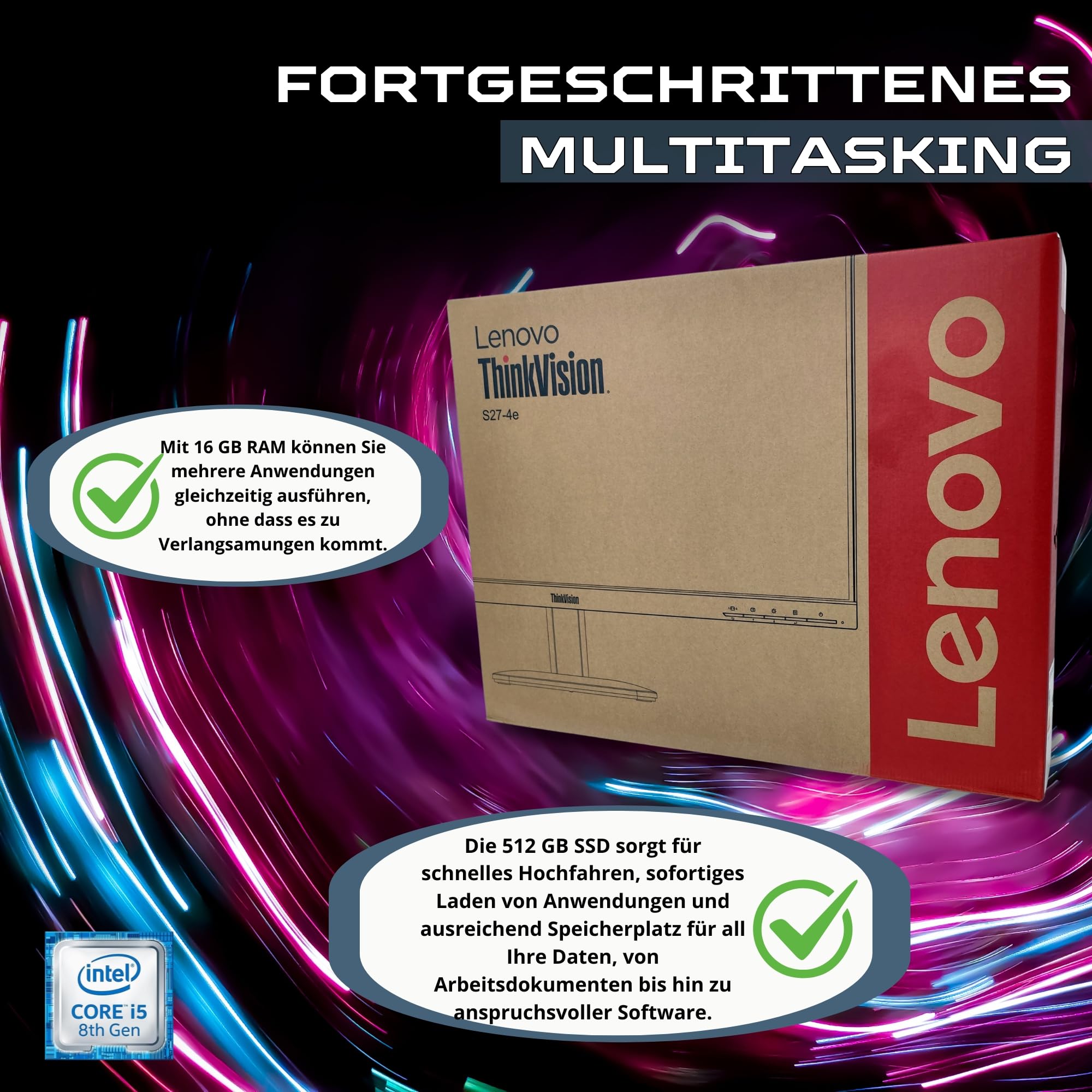 Computer Kompletter Desktop-Computer 27 Zoll i5 8500 16 GB RAM 512 GB SSD Win 11 Pro Office 2021 Pro Garantie 36 Monate