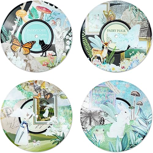 Putuo Decor Juego de 4 decoraciones de vinilo preppy, decoración de discos de vid hippie Y2K, decoración estética para dormitorio, bar y estudio,