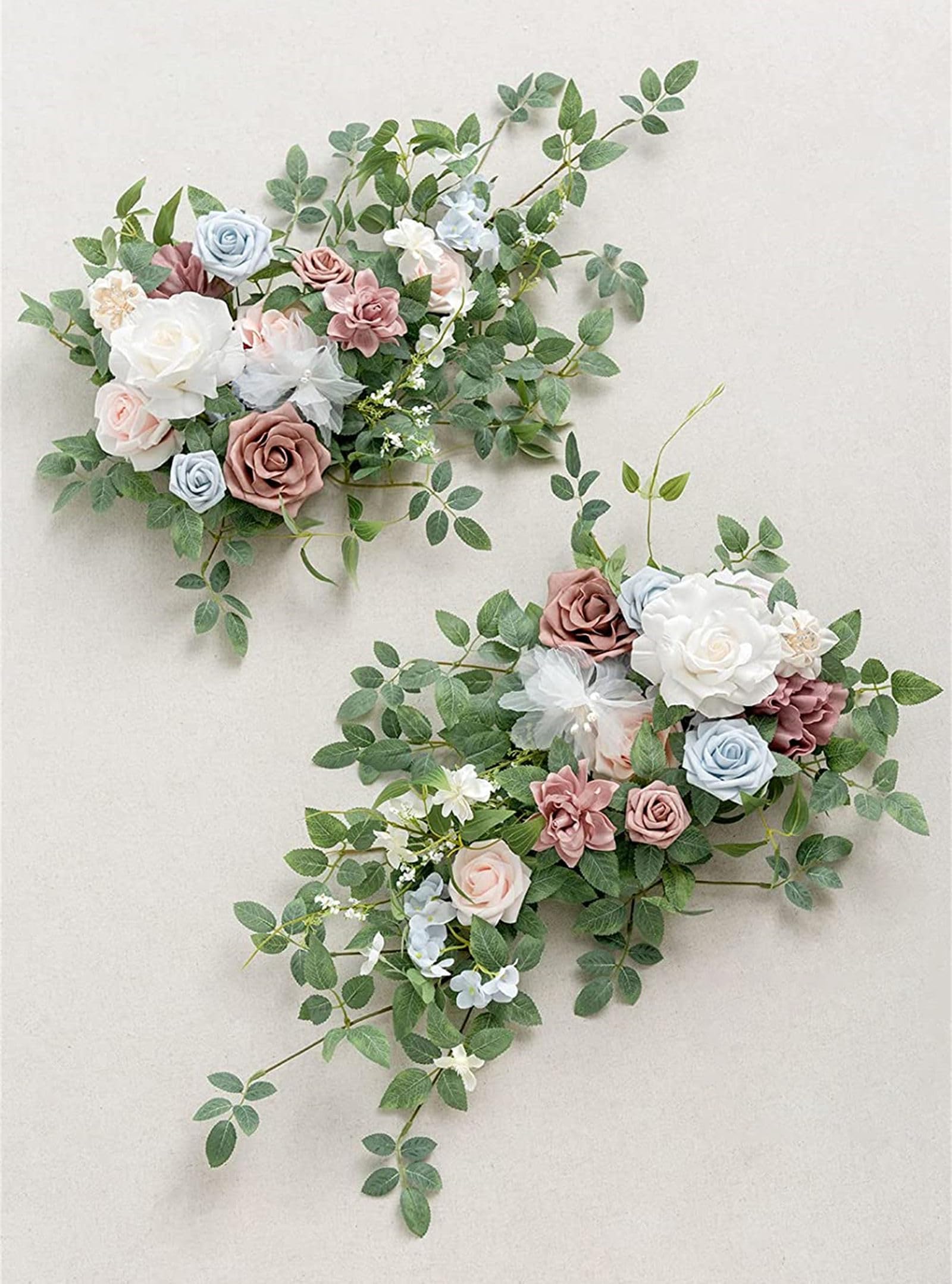 2Pcs Centros de Mesa Naranja - Flores Artificiales para Arco de Boda, Flores de Esquina de Rosa Blanca para Decoración Rústica de Boda Fiesta Hogar