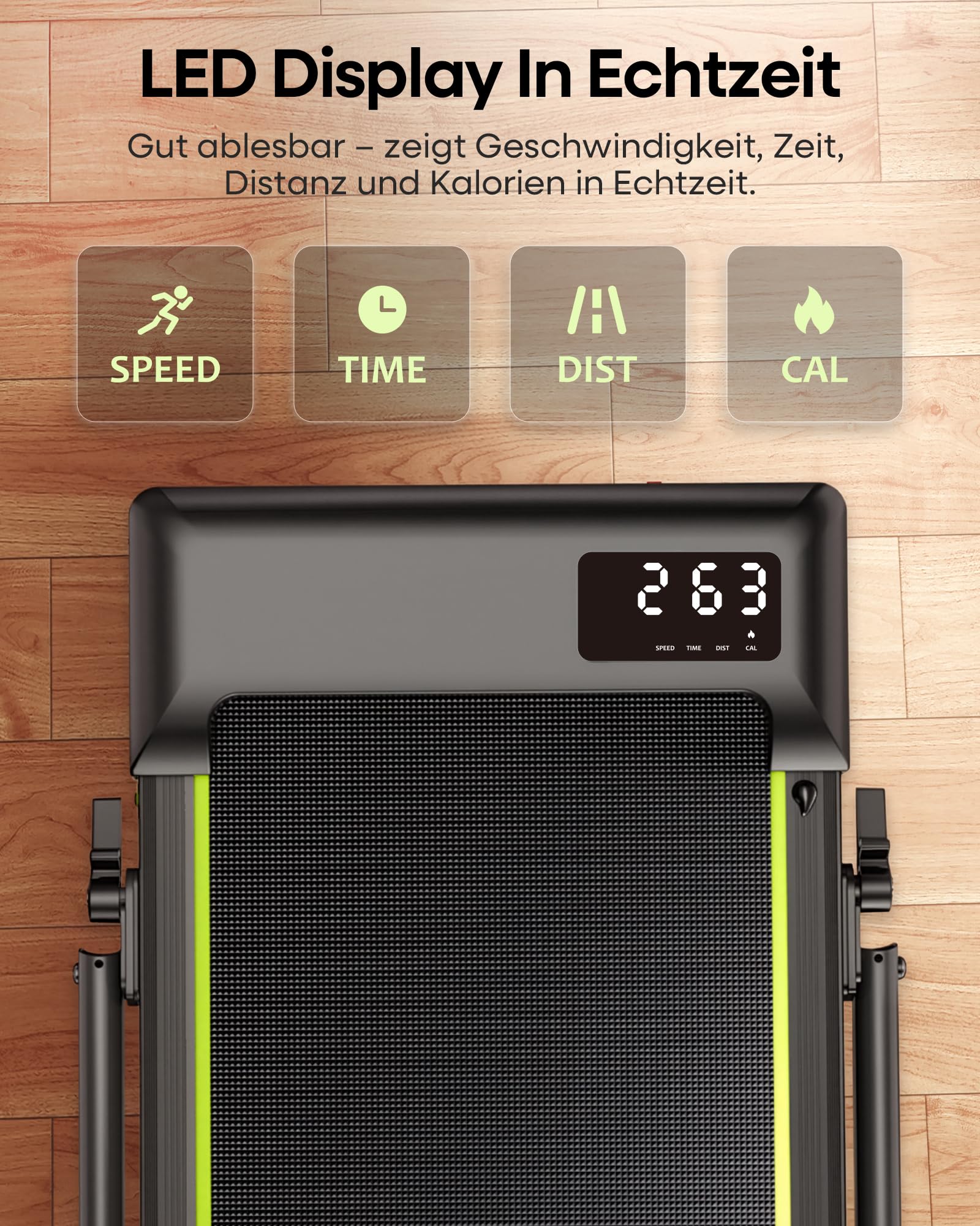 Walking Pad mit 10% Steigung 3,0 HP Laufband für Zuhause klappbares mit Magnet Fernbedienung,Laufband-Schreibtisch mit LED-Anzeige und Einziehbares Steigrohr,12 HIIT,Bis 136 kg