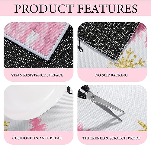 Miniatura 4 de Juego de 2 alfombras y tapetes de cocina de Navidad, diseño de Papá Noel, muñeco de nieve dorado, antideslizantes, lavables, decoraciones de cocina