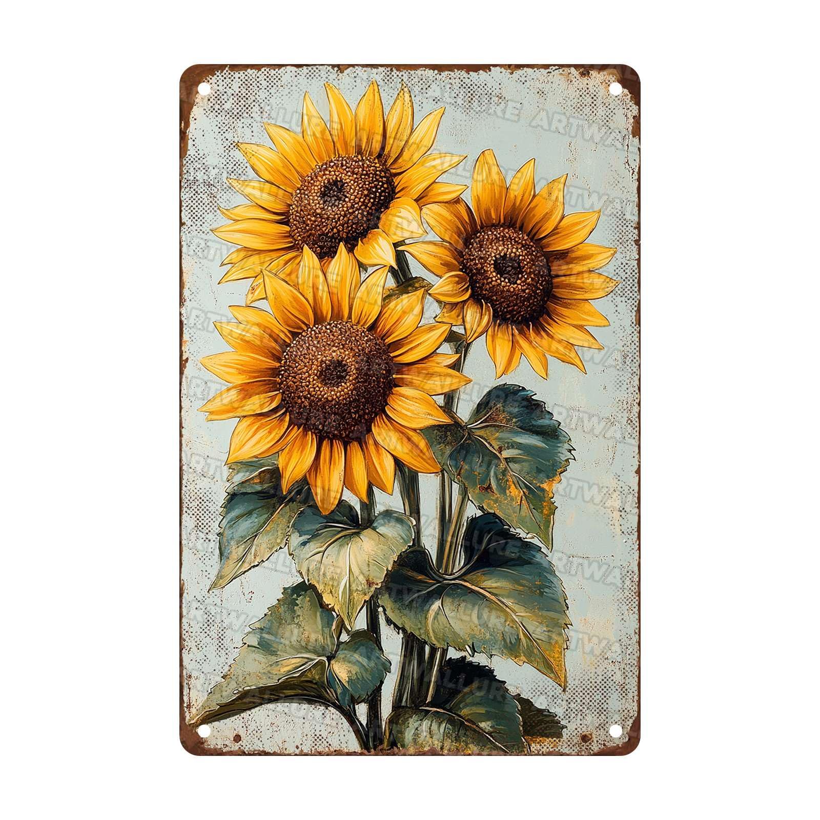 Flowers Metal Signs Sunflower Sign Vintage Tin Sign Aluminum Sign Retro Wall Decor for Living Room Bedroom Greenhouse Garden Yard Shop 8X12Inch