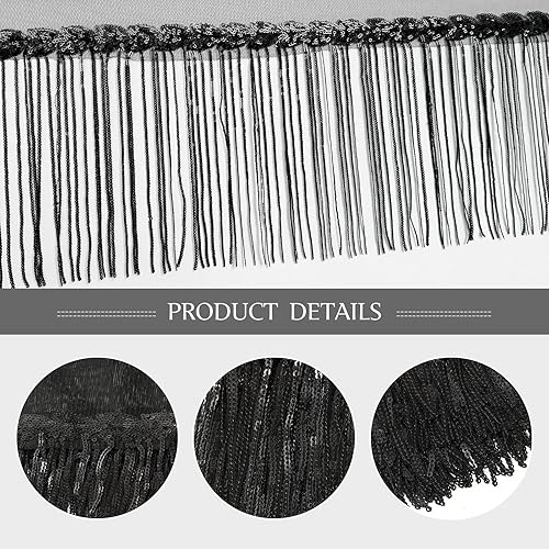 Miniatura 4 de WELROG Ribete de flecos de 5 yardas Lentejuelas de encaje con flecos para manualidades, manualidades, decoración de disfraces
