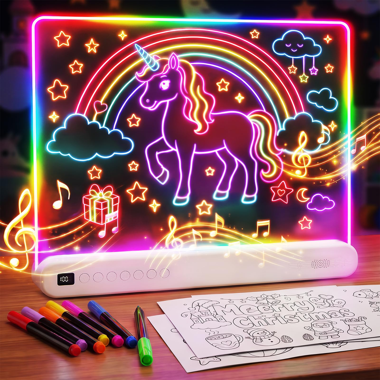 Hahaland LED Zeichenbrett Kinder 16 Zoll, Maltafel für Mädchen 3-12 Jahre