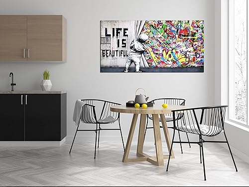 Miniatura 68 de JKWALL77 Arte de pared de graffiti – Decoración de pared de arte abstracto grande – Arte de pared en lienzo para sala de estar, listo para colgar