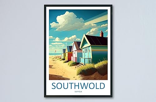 Southwold Travel Print - Arte de pared para colgar en la pared, decoración del hogar, póster de Southwold para amantes del arte, arte de Inglaterra,