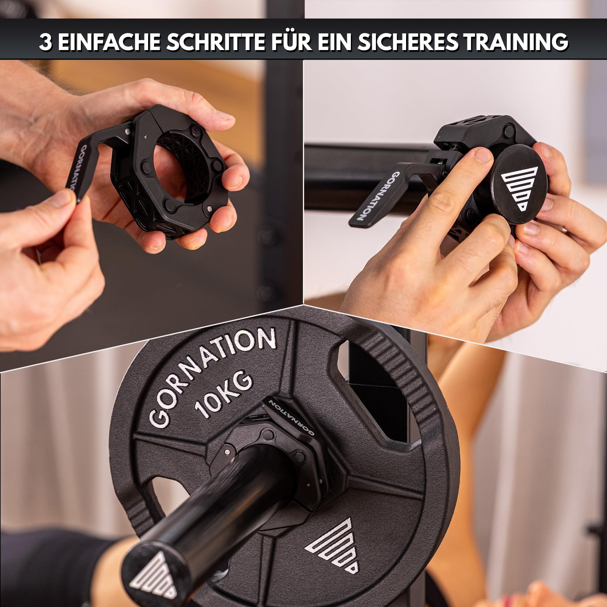 GORNATION Hantelverschluss 50mm, Langhantel Clips Schnellverschluss, Olympische Hantelverschluss, Hantelklemmen, 2 Stück Olympic Barbell Collars für Krafttraining, Gewichtheben & Fitness