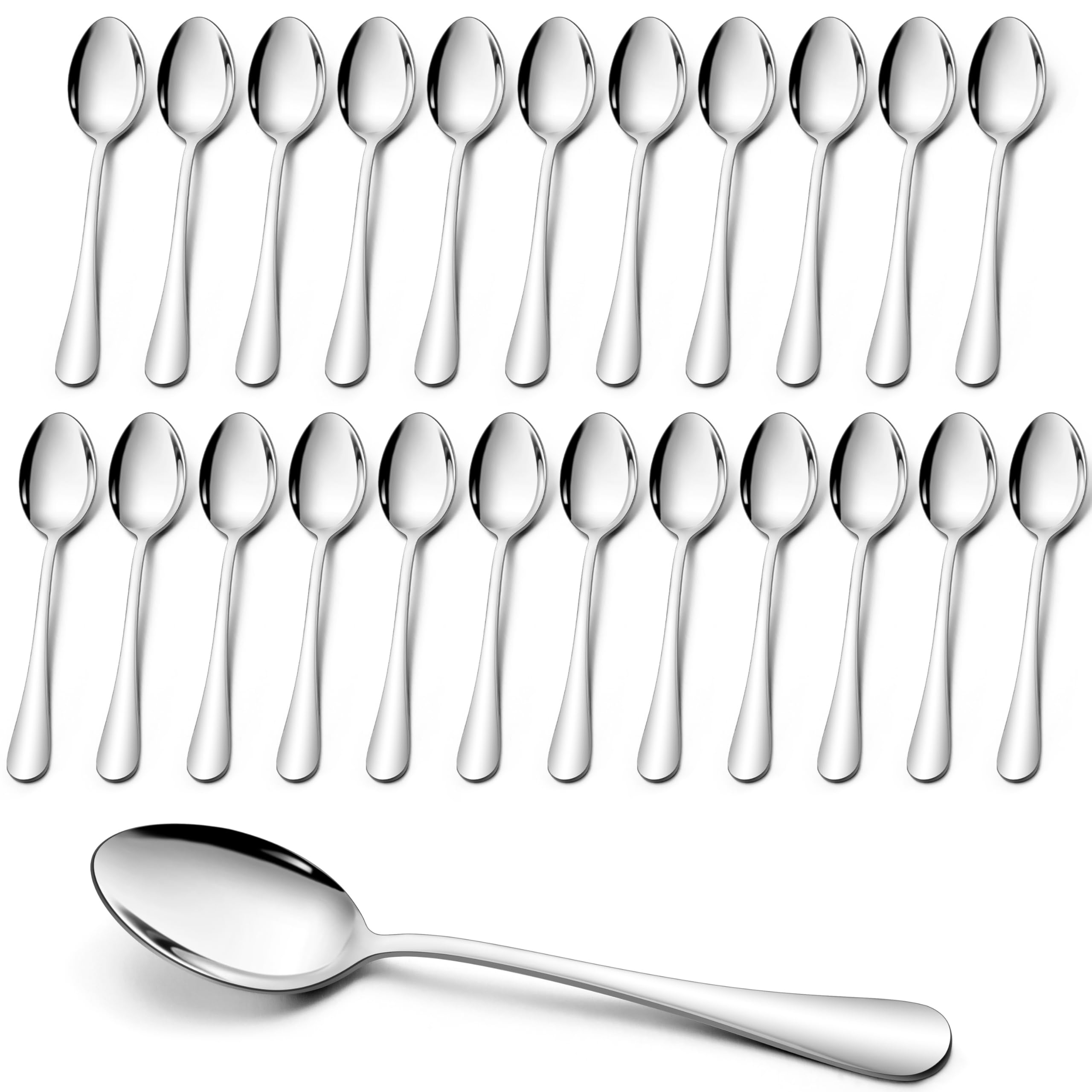 Joyfair Set di cucchiai da tavola in acciaio inox (24, 20,8 cm, manico rotondo)