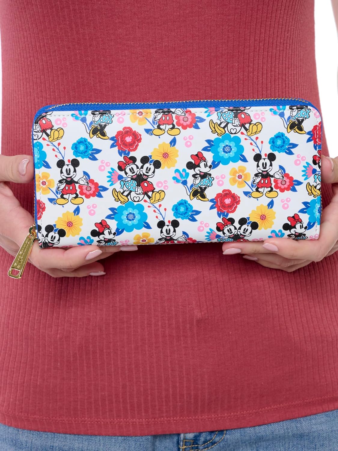 Loungefly Disney Mickey Minnie Floral Wallet, Red Blue