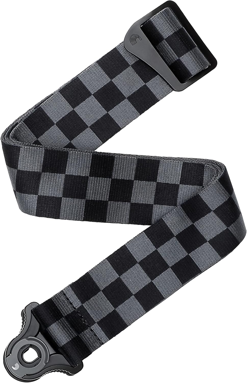 D'Addario Accessories D'Addario Auto Lock Guitar Strap, Checkerboard Black & Grey