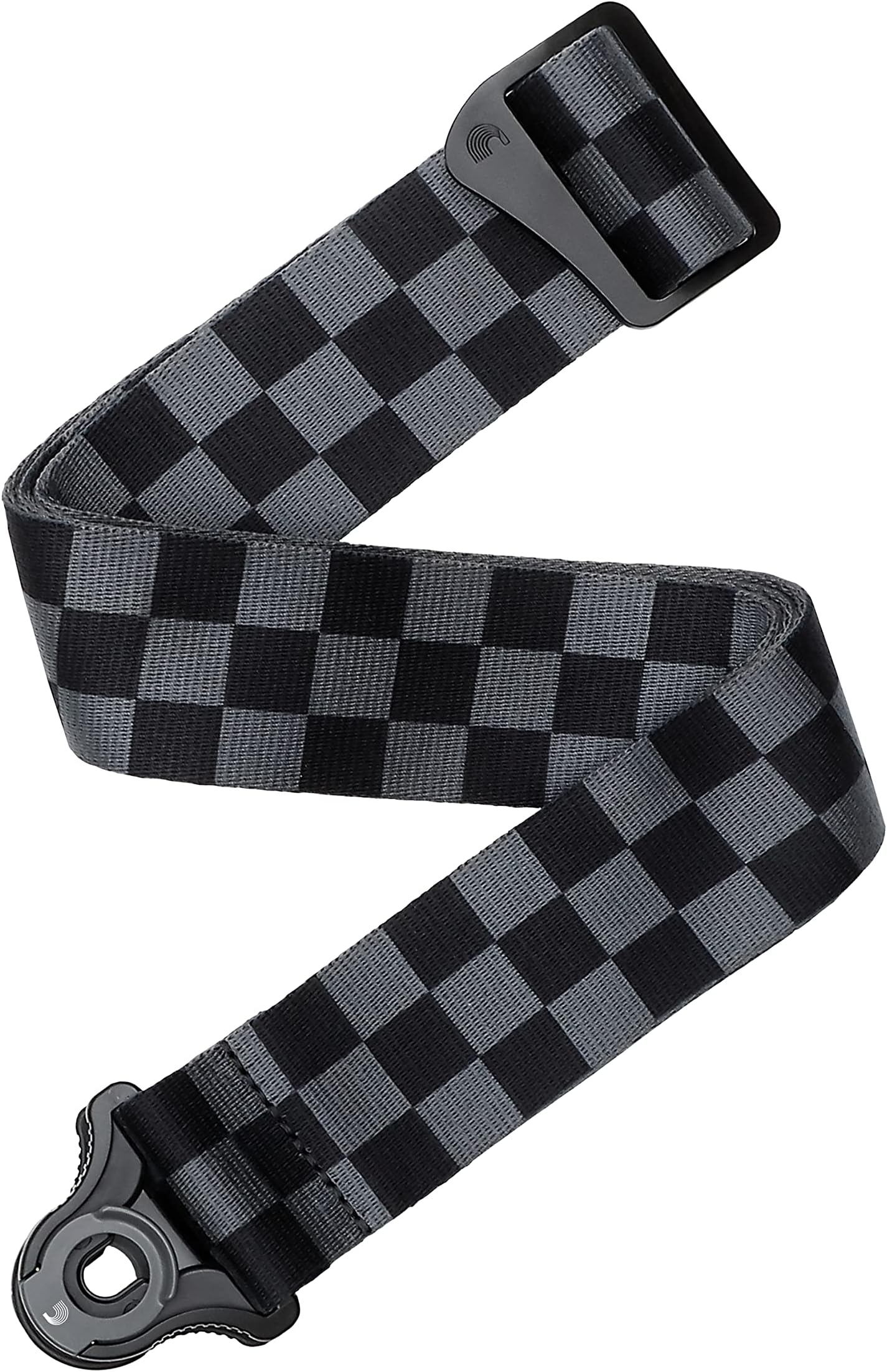 D'Addario Accessories D'Addario Auto Lock Guitar Strap, Checkerboard Black & Grey