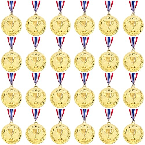 Caydo 12/24 Pieces Gold Award Medals Metal Winner Medals for