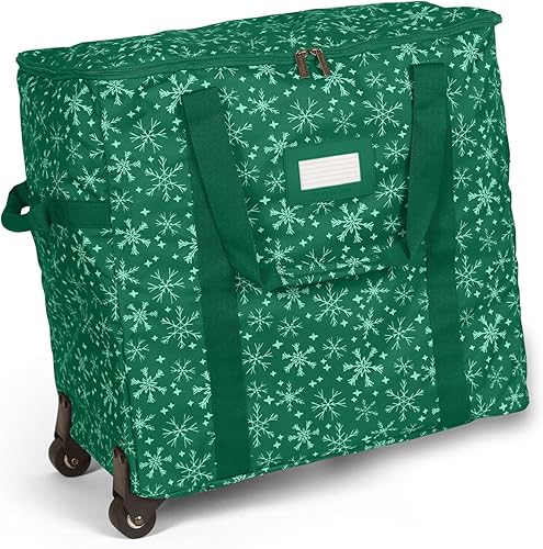 Vista 58 de Covermates Keepsakes Rolling Treasurekeeper Storage Bag - Carrying Handles, ID Window, Dual Wheels - Holiday Storage, Green