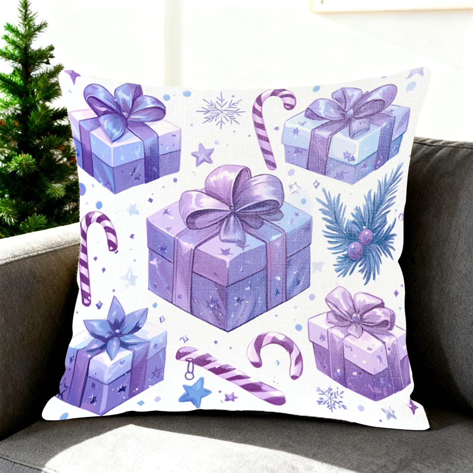 wxlmom Cushion Covers 40cm x 40cm Purple Box Pillowcase Invisible Zipper