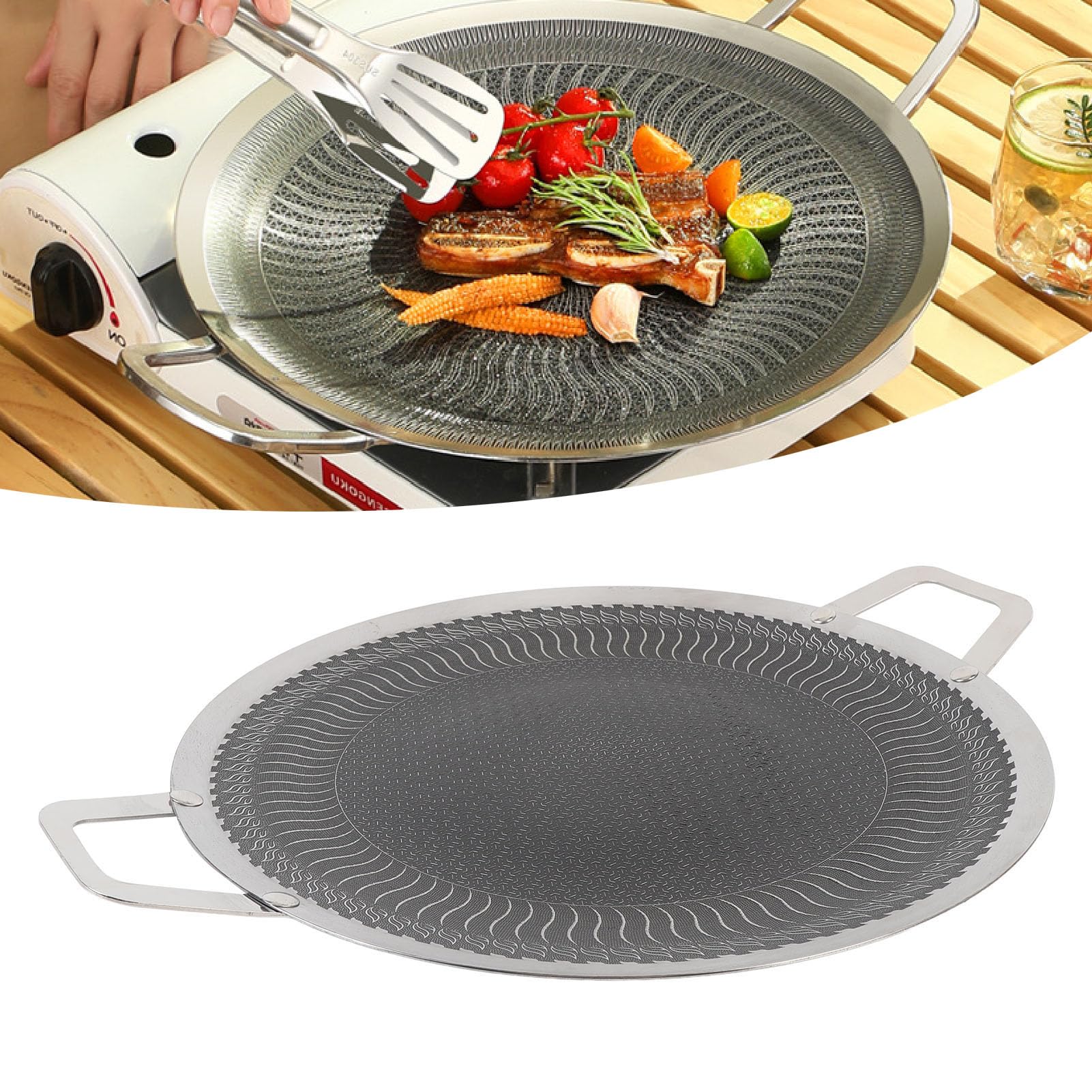 Poêle à barbecue anti-adhésive avec hotte intégrée