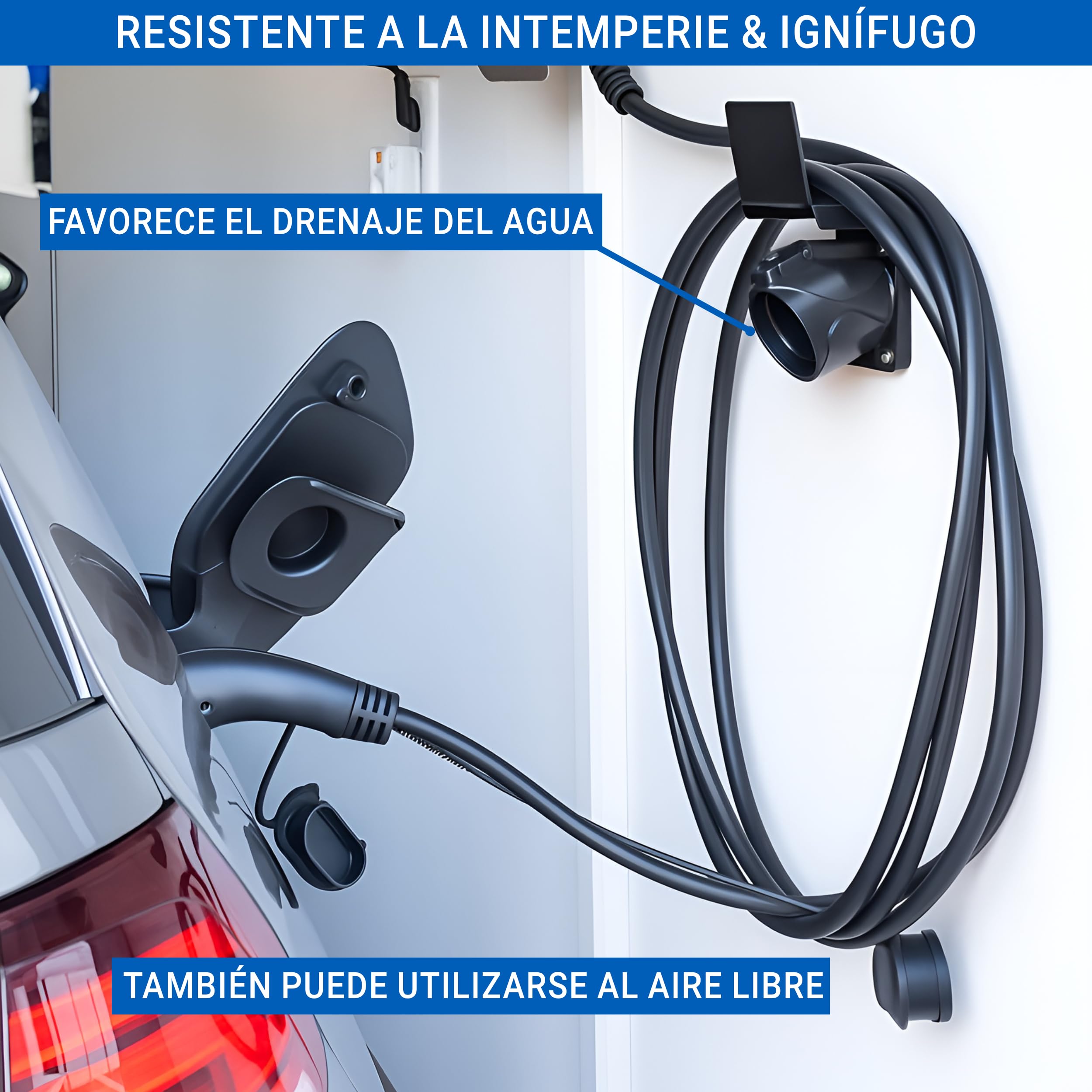 Wallbox Soporte Pared • Manguera Cargador Coche Eléctrico • Tipo 2