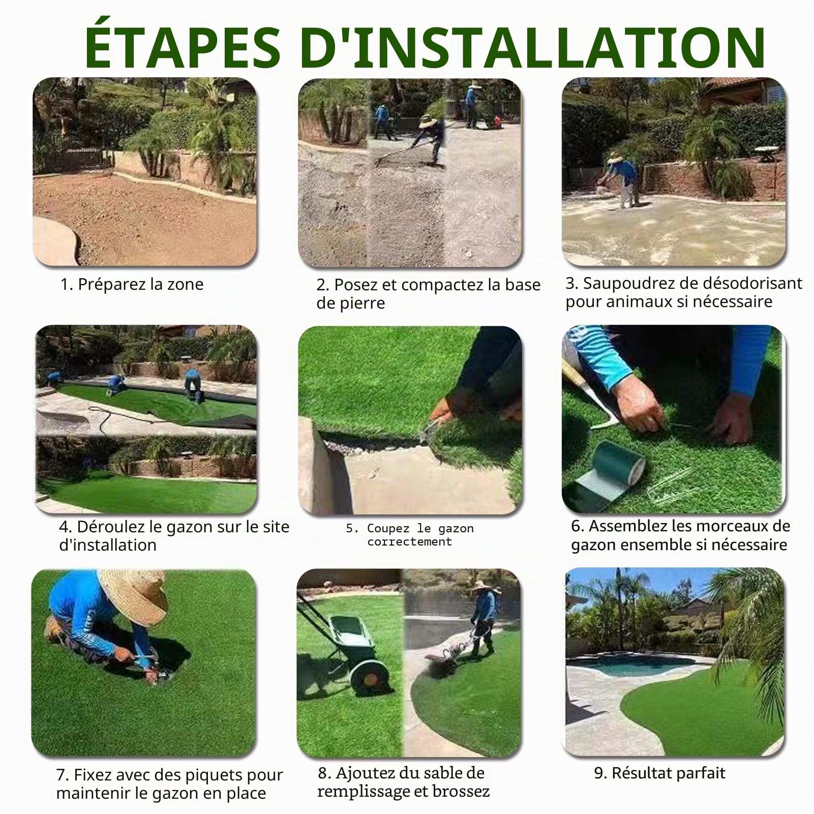 SunVilla Tapis de gazon artificiel réaliste pour intérieur/extérieur pour chiens, 3 x 4 m, tapis d'apprentissage de la propreté et remplacement pour jardin, pelouse, paysage, terrasse, fausse herbe