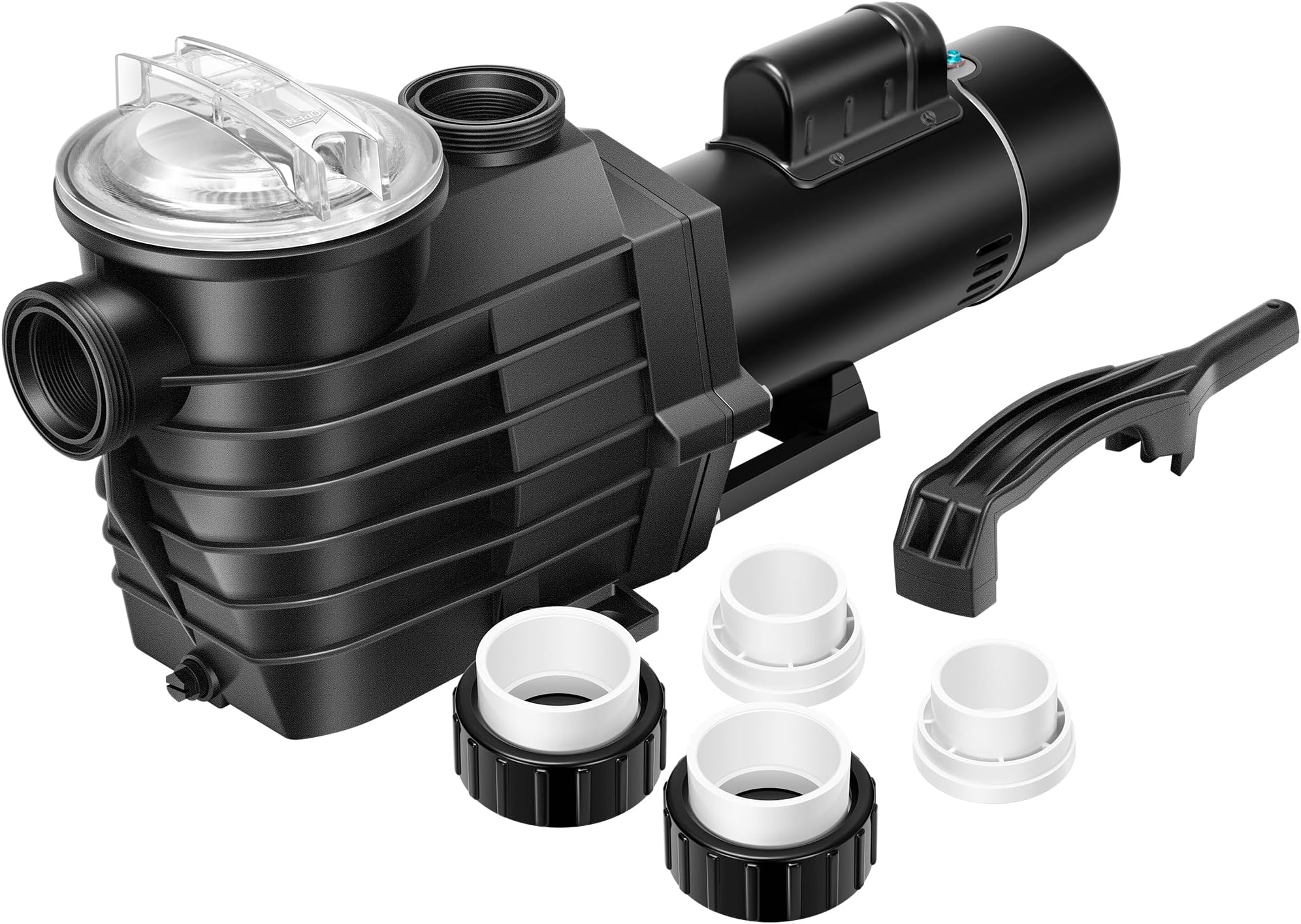 2.5 HP Powerful Self Primming Dual Voltage in/Above Ground Swimming Pool Pump 1.5'' & 2.0'' Intlet Energy Saving w/Strainer Basket