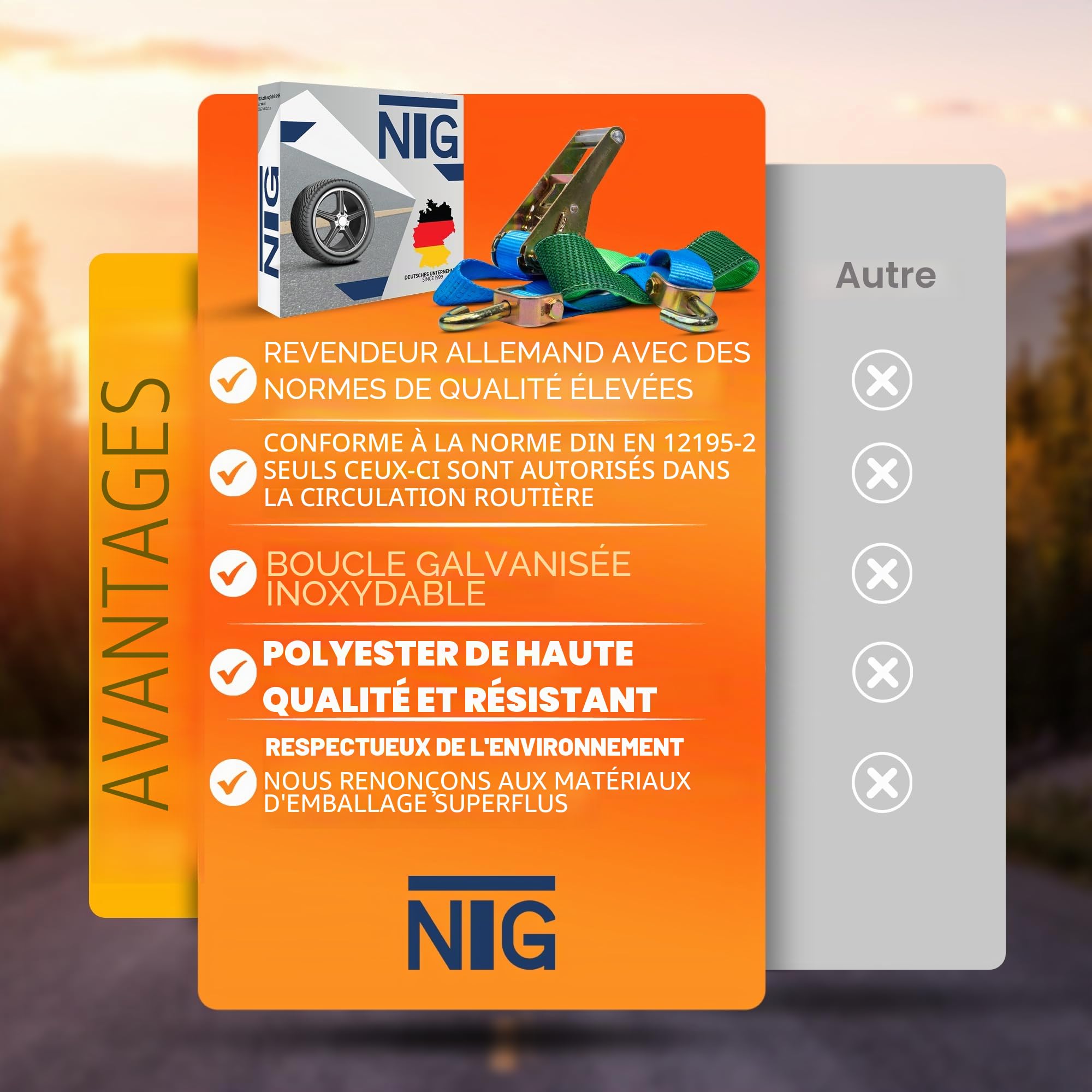 4 Pieces Sangle d'arrimage pour Voiture Sangles de Serrage 3000 KG Longueur 3200 Sangle de Serrage Voiture Sécurisation des Roues Arrimage des Roues 35mm Sangles pour pneus Sangles