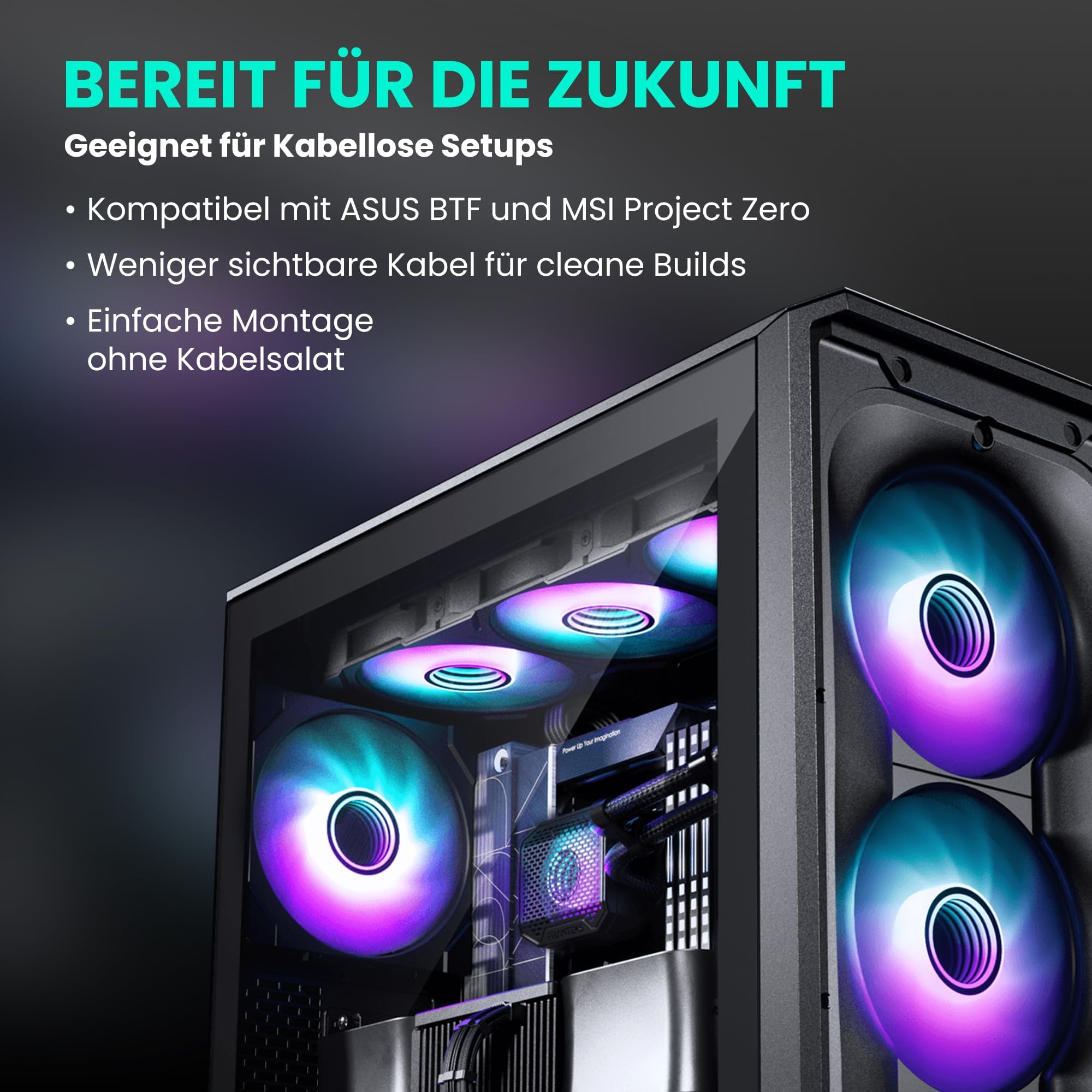 Phanteks Eclipse G400A, Case da Gaming Mid-Tower, 4 Ventole M25-140 Gen2 Incluse, Mesh ad Alto Flusso D'Aria, Finestra in Vetro Temprato, USB-C 3.2 Gen2, Nero