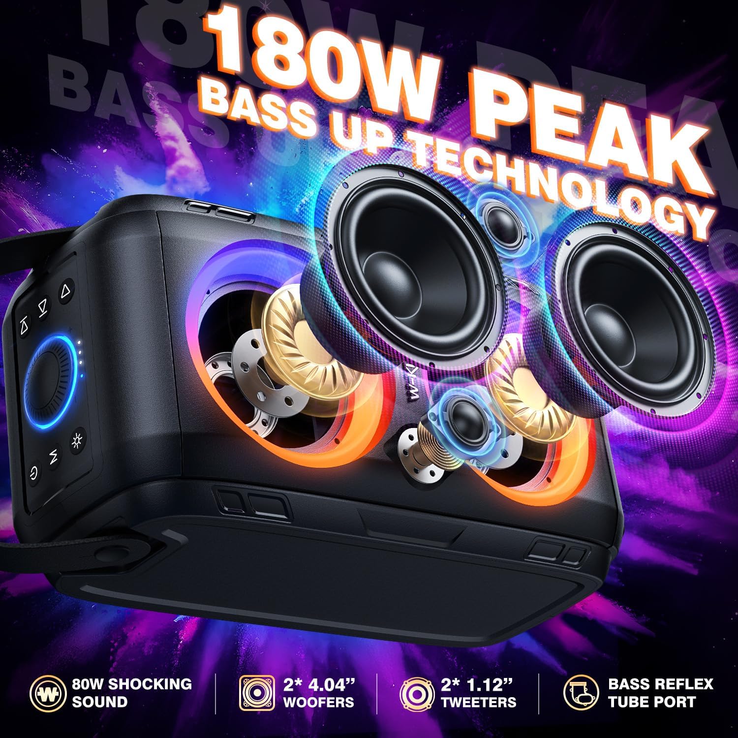 Amazon.co.jp: W-KING 80W Bluetoothスピーカーラウド 、スーパー重