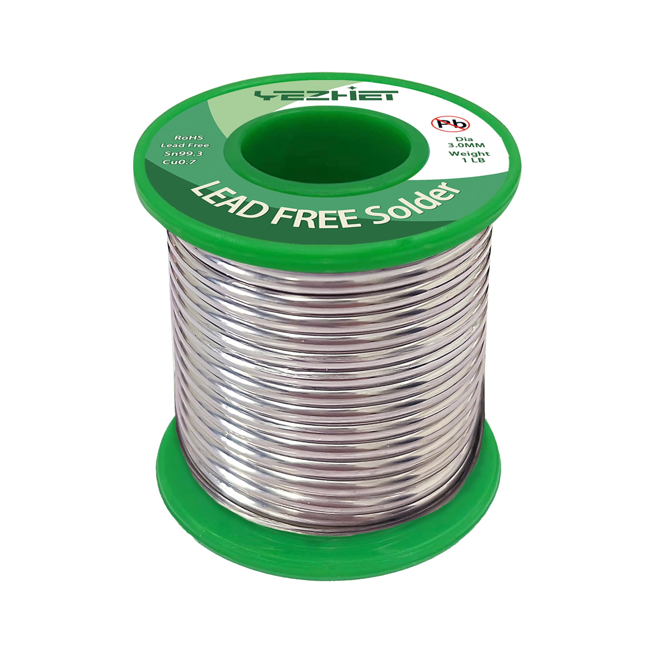 Lead-Free Solder (Sn99.3/Cu0.7) for Stained Glass, Copper Pipe & Jewelry Repair -160z(1 lb Spool),3.0mm Diameter - RoHS Compliant