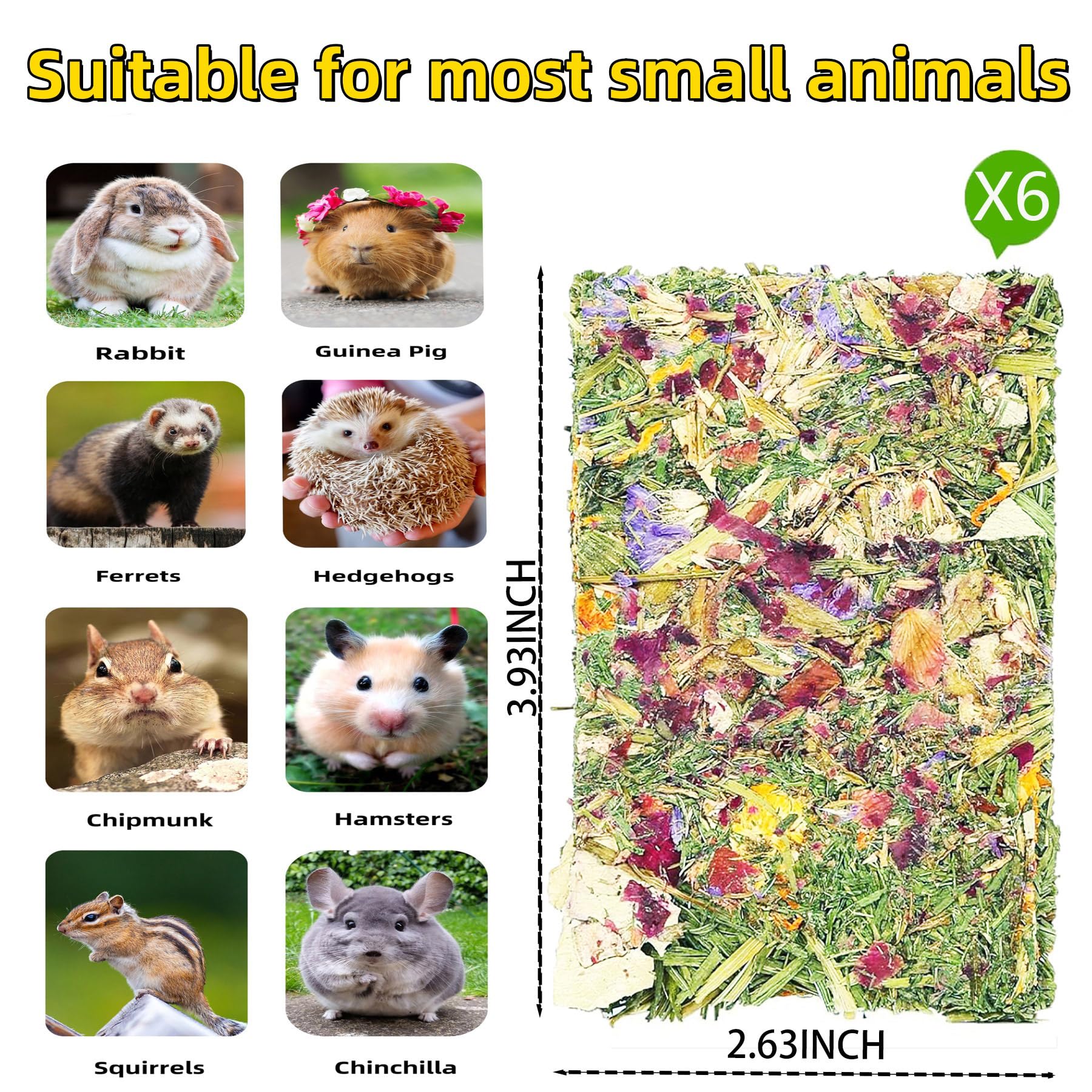 Kaninchenfutter 10 Pack Kaninchen Kauspielzeug Knuspriger Snack für saubere Zähne Hamster Timothy Heu Kräuterblumen-Chips Mahlen für Kaninchen