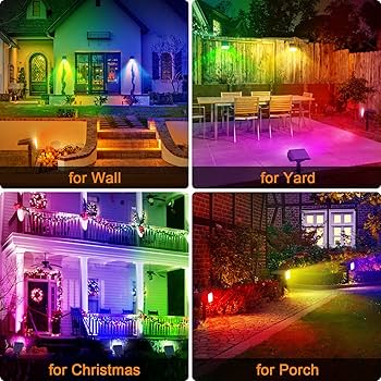 Solar Spot Lights Outdoor Color Changing,[7 Modes/4 Pack